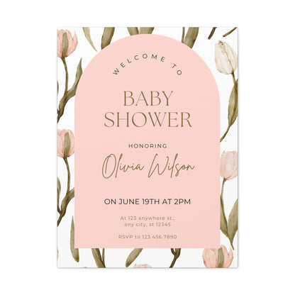 Baby Shower Welcome Canvas - Personalized Floral Wall Art
