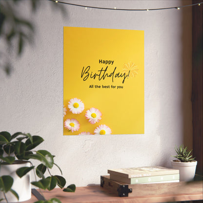 Happy Birthday Matte Poster - Bright Floral Design
