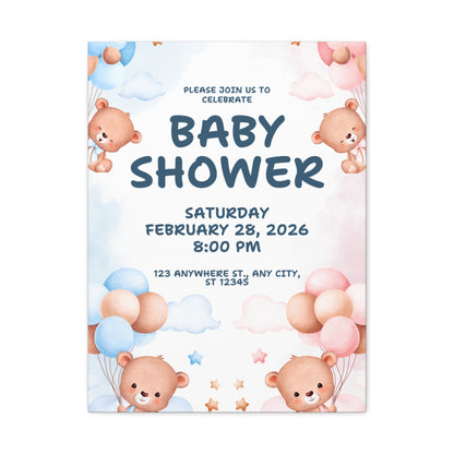 Baby Shower Canvas Print - Cute Bear Design for Celebrations