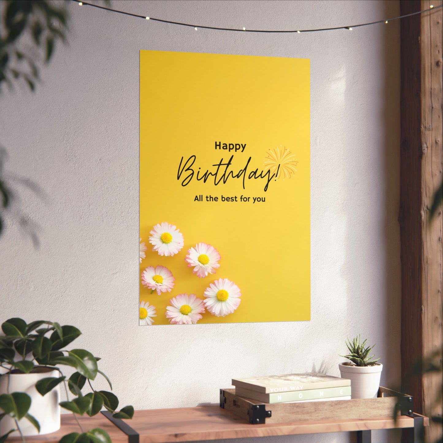 Happy Birthday Matte Poster - Bright Floral Design