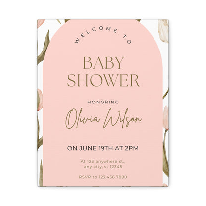 Baby Shower Welcome Canvas - Personalized Floral Wall Art