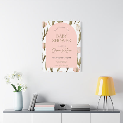 Baby Shower Welcome Canvas - Personalized Floral Wall Art
