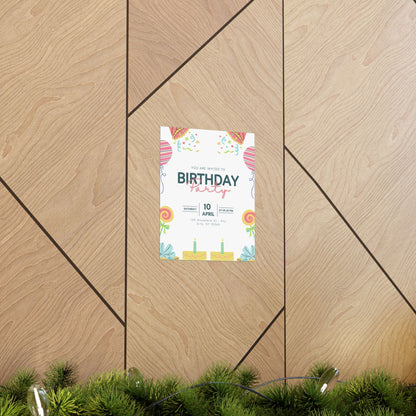 Birthday Party Matte Vertical Poster - Colorful Celebration Decor