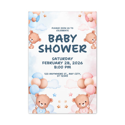 Baby Shower Canvas Print - Cute Bear Design for Celebrations