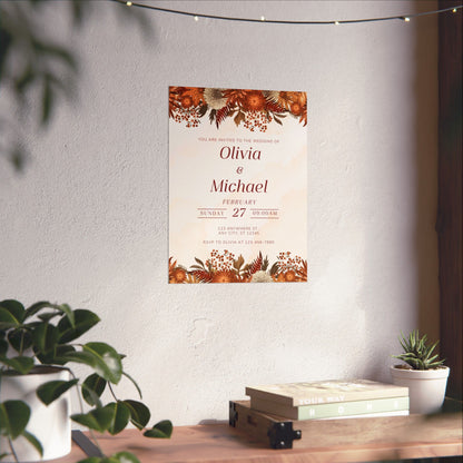 Elegant Floral Wedding Poster | Invite Decor for Olivia & Michael