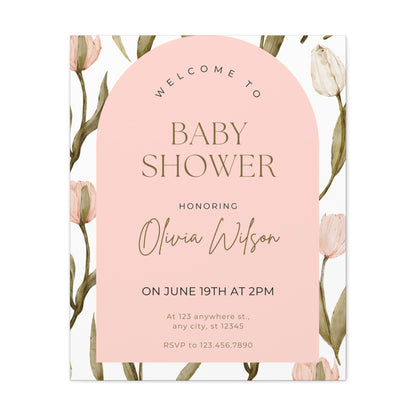 Baby Shower Welcome Canvas - Personalized Floral Wall Art