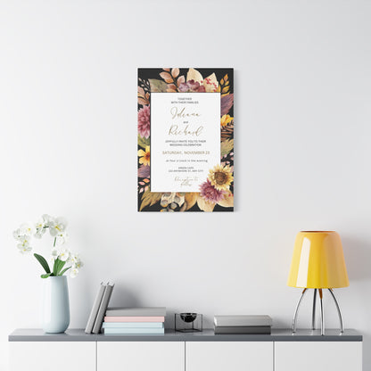 Floral Wedding Invitation Canvas Print