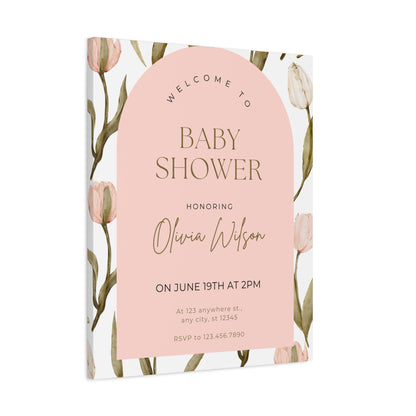 Baby Shower Welcome Canvas - Personalized Floral Wall Art