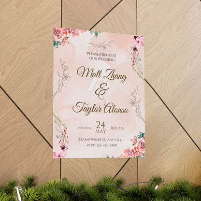 Elegant Wedding Invitation Posters - Personalized Floral Design