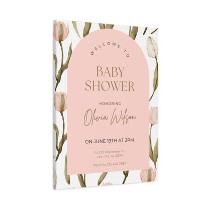 Baby Shower Welcome Canvas - Personalized Floral Wall Art