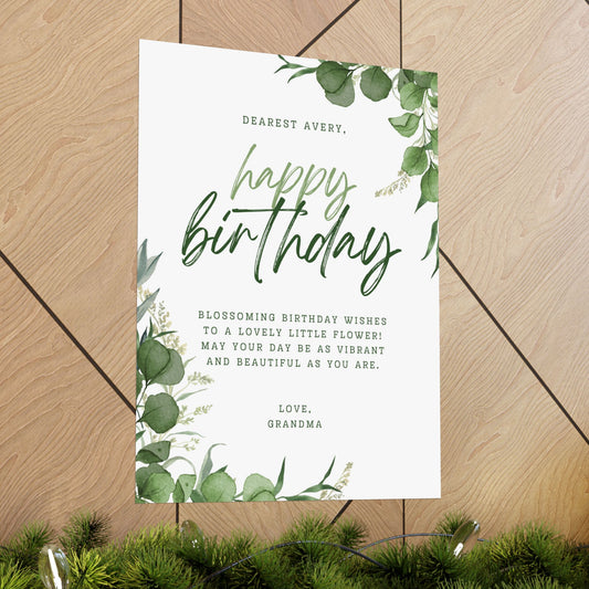 Personalized Birthday Poster for Grandma - Blossoming Wishes
