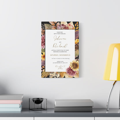 Floral Wedding Invitation Canvas Print
