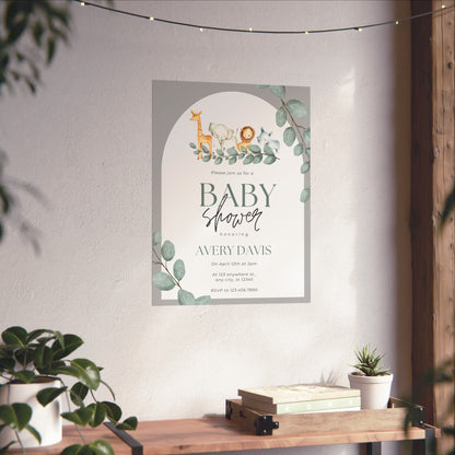 Whimsical Baby Shower Matte Vertical Poster - Personalized Decor