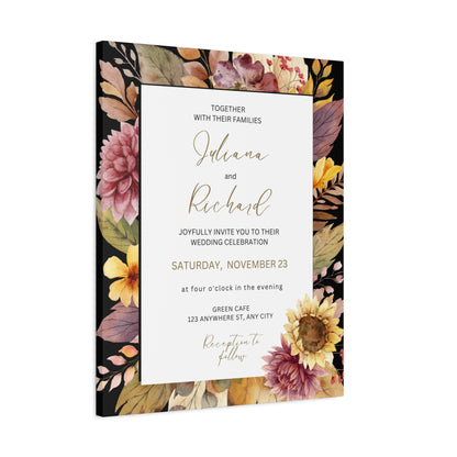 Floral Wedding Invitation Canvas Print