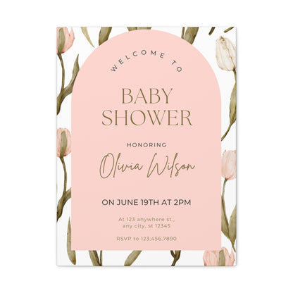 Baby Shower Welcome Canvas - Personalized Floral Wall Art