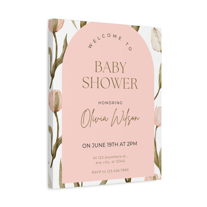 Baby Shower Welcome Canvas - Personalized Floral Wall Art