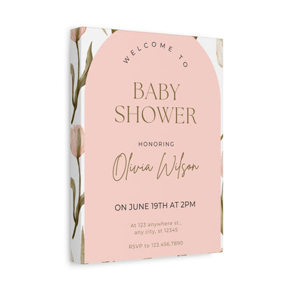 Baby Shower Welcome Canvas - Personalized Floral Wall Art