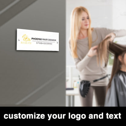 Custom Acrylic Door Sign with Logo &amp; Text – Ideal for Hair Salons, Interior Designers &amp; Professional Offices