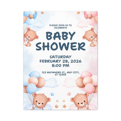 Baby Shower Canvas Print - Cute Bear Design for Celebrations