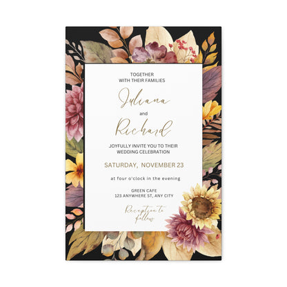 Floral Wedding Invitation Canvas Print