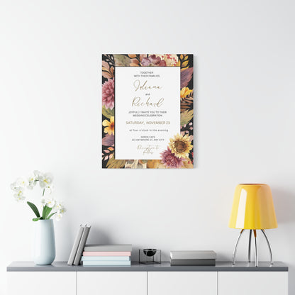 Floral Wedding Invitation Canvas Print