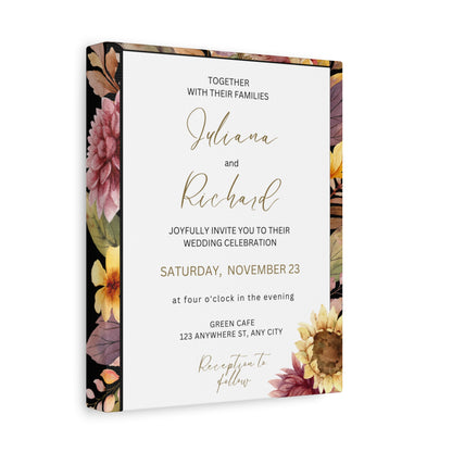 Floral Wedding Invitation Canvas Print