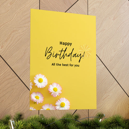 Happy Birthday Matte Poster - Bright Floral Design
