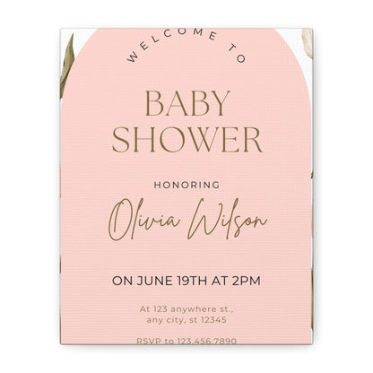 Baby Shower Welcome Canvas - Personalized Floral Wall Art