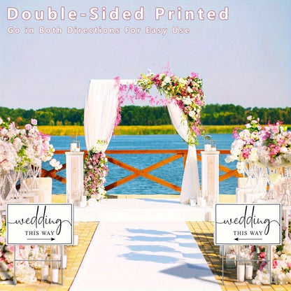 3pcs Wedding Direction Arrow Signs with H Stakes – Double-Sided, Waterproof Lawn Decorations