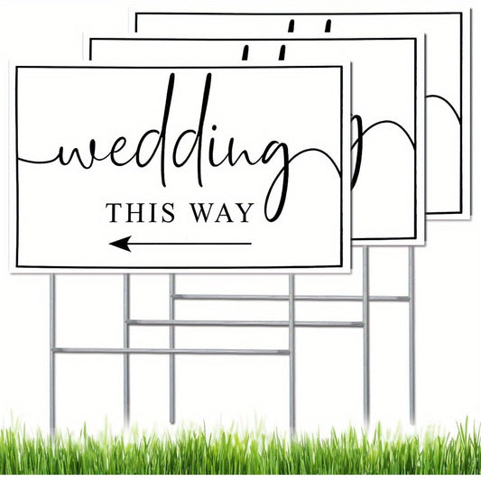 3pcs Wedding Direction Arrow Signs with H Stakes – Double-Sided, Waterproof Lawn Decorations