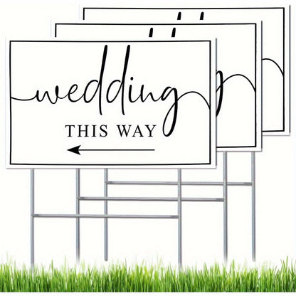 3pcs Wedding Direction Arrow Signs with H Stakes – Double-Sided, Waterproof Lawn Decorations