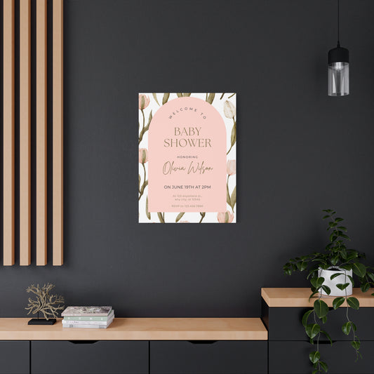 Baby Shower Welcome Canvas - Personalized Floral Wall Art