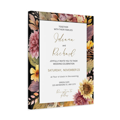 Floral Wedding Invitation Canvas Print