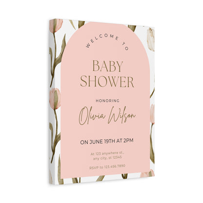 Baby Shower Welcome Canvas - Personalized Floral Wall Art