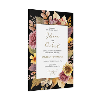 Floral Wedding Invitation Canvas Print