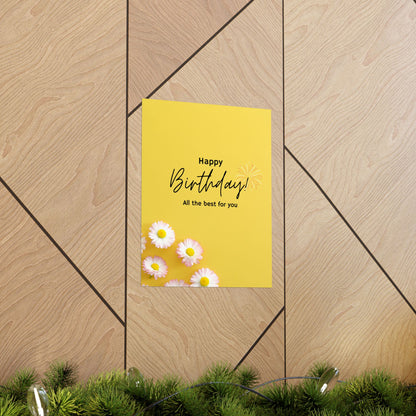 Happy Birthday Matte Poster - Bright Floral Design