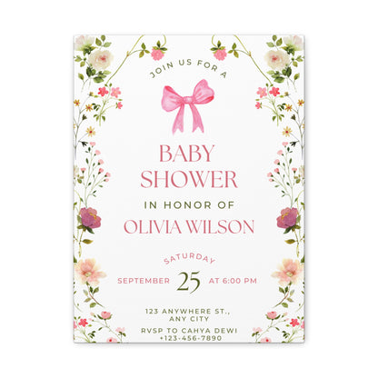 Personalized Baby Shower Canvas Print with Floral Design