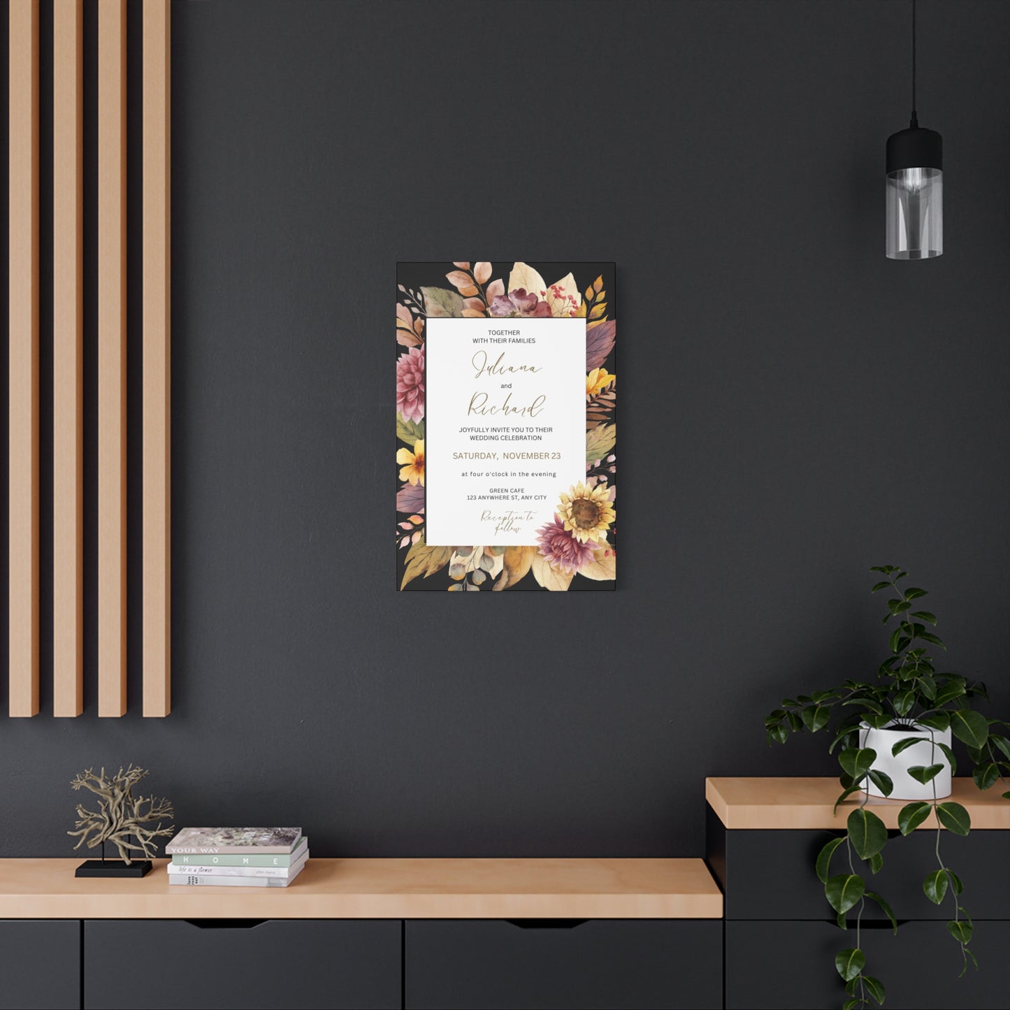 Floral Wedding Invitation Canvas Print