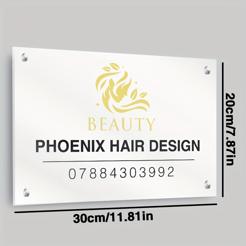 Custom Acrylic Door Sign with Logo &amp; Text – Ideal for Hair Salons, Interior Designers &amp; Professional Offices