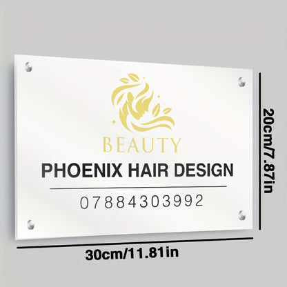 Custom Acrylic Door Sign with Logo &amp; Text – Ideal for Hair Salons, Interior Designers &amp; Professional Offices