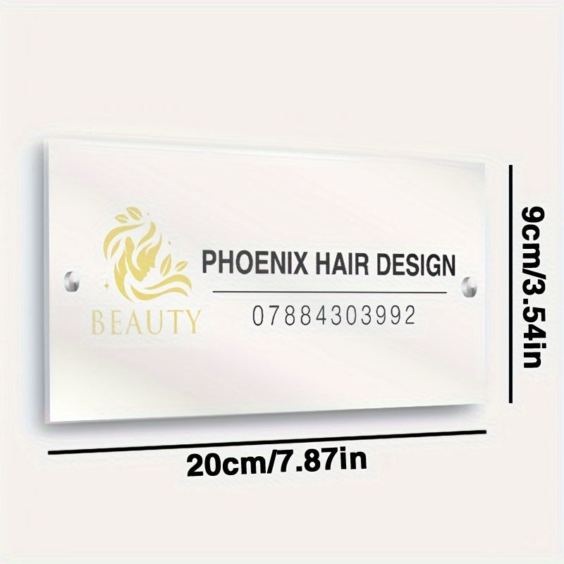 Custom Acrylic Door Sign with Logo &amp; Text – Ideal for Hair Salons, Interior Designers &amp; Professional Offices