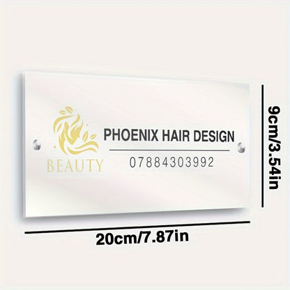 Custom Acrylic Door Sign with Logo &amp; Text – Ideal for Hair Salons, Interior Designers &amp; Professional Offices