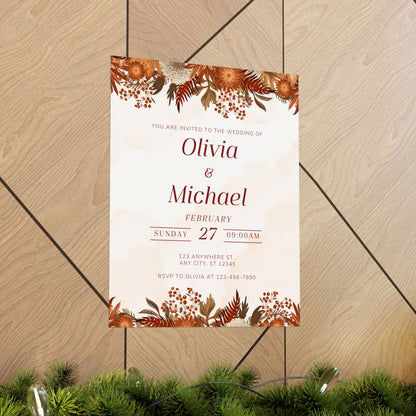 Elegant Floral Wedding Poster | Invite Decor for Olivia & Michael
