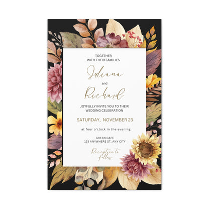 Floral Wedding Invitation Canvas Print