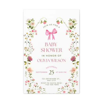 Personalized Baby Shower Canvas Print with Floral Design