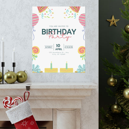 Birthday Party Matte Vertical Poster - Colorful Celebration Decor