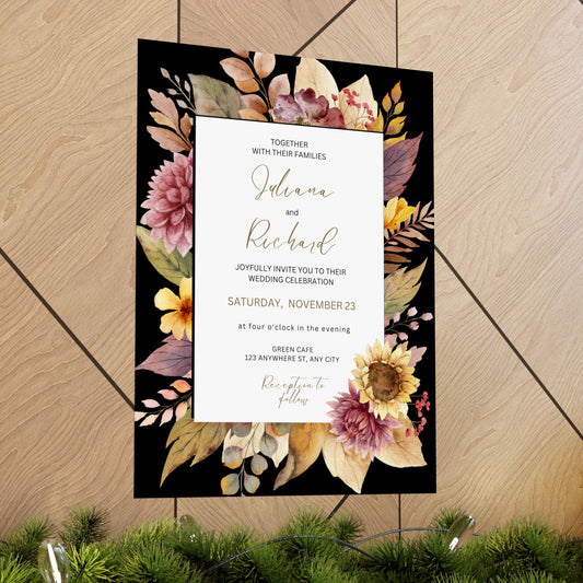 Elegant Floral Wedding Invitation Posters