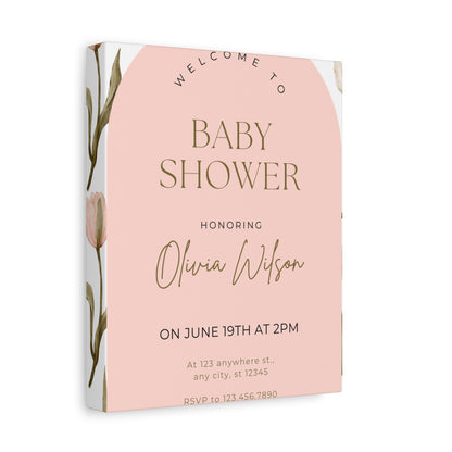 Baby Shower Welcome Canvas - Personalized Floral Wall Art