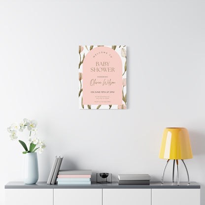 Baby Shower Welcome Canvas - Personalized Floral Wall Art