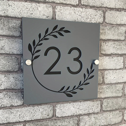 Customizable 3D Acrylic House Number Plate - Personalized Outdoor Address Sign, In Gray Or Silvery, Front Door Sign